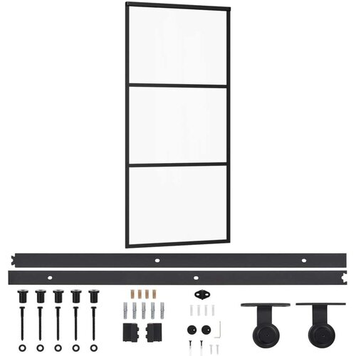 vidaXL drsna vrata z opremo esg steklo in aluminij 90x205 cm Cene