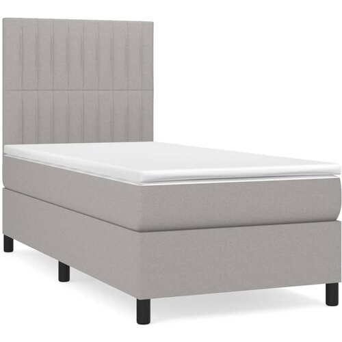 Maison Chic Box spring postelja - Vzmetna postelja z vzmetnico svetlo siva 80x200 cm blago SL12808, (21901516) Slike