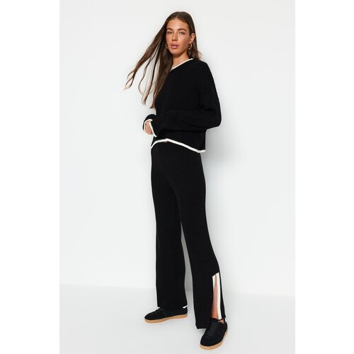 Trendyol Black Corduroy Color Block Knitwear Top-Upper Set Cene