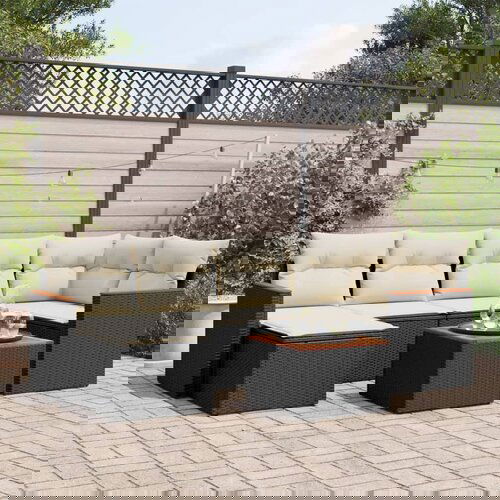 vidaXL 7-dijelni set vrtnih sofa od poliratana s jastucima crni Cijene