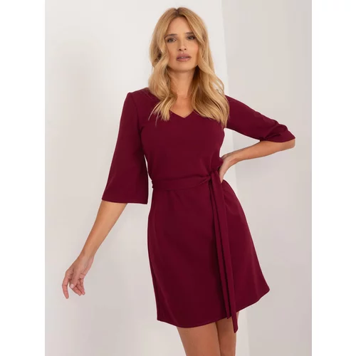 Fashion Hunters Burgundy cocktail dress with 3/4 sleeves