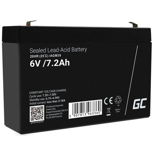 Green cell AGM39 industrial rechargeable battery Sealed Lead Acid (VRLA) 7200 mAh 6 V Cijene