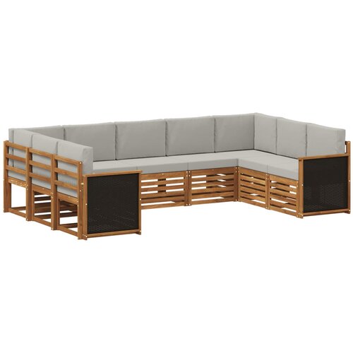 vidaXL Kotna sedežna garnitura z blazino 7 pcs Naravna in svetlo siva, (5000283551) Cene