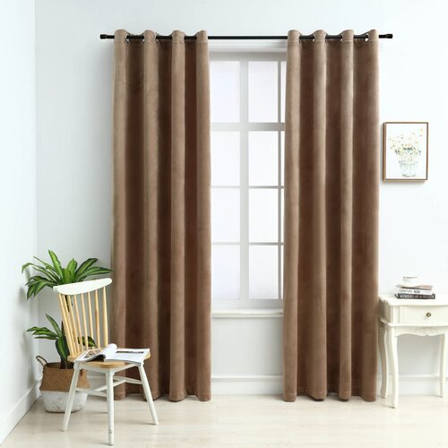 vidaXL Zavjese za zamračivanje 2 kom baršunaste bež 140 x 245 cm Cijene