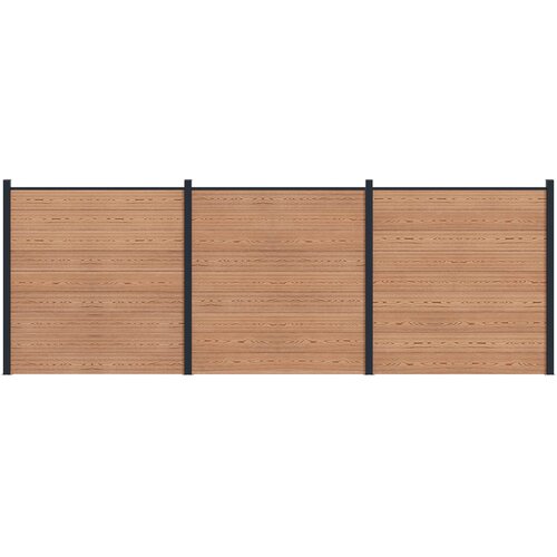 PANEL ograde 3 pcs WPC i aluminij Smeđa Slike