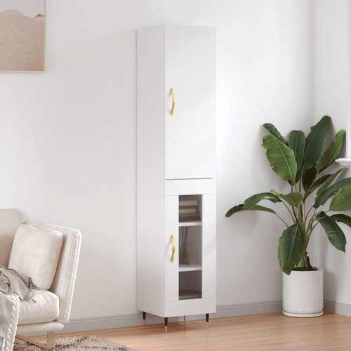 VidaXL Visoka omara bela 34,5x34x180 cm inženirski les Slike