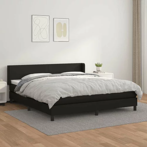  Box spring postelja z vzmetnico črn 180x200 cm umetno usnje, (20791178)