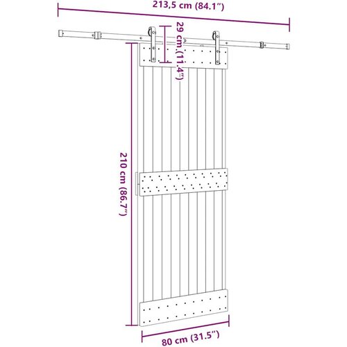 vidaXL Klizna vrata s priborom za montažu 80 x 210 cm masivna borovina Cene