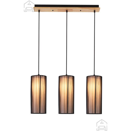 Candellux Stropna svjetiljka Kioto 3x40W E27 Black/Wood Slike