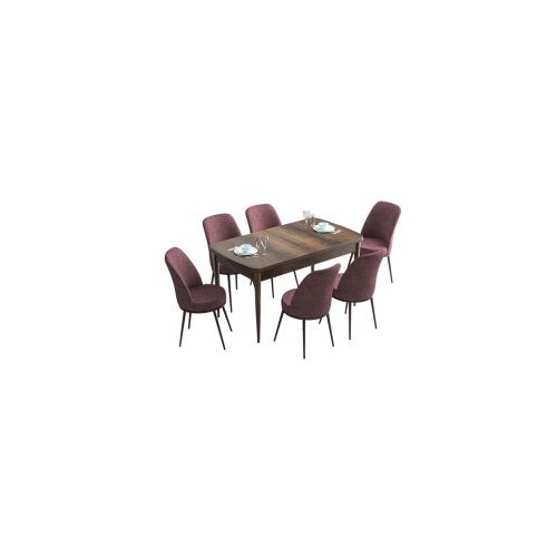Hanah home han - baroque, dusty rose baroquedusty rose extendable dining table & chairs set (7 pieces) Cene