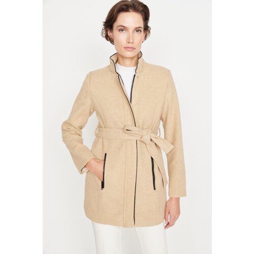 Trendyol Beige Belted Cachet Coat Slike