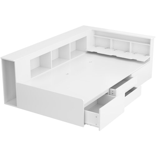 Lumor Enojna postelja 90x200 cm iz masivnega lesa - z večnamenskimi shranjevalnimi prostori - bela, (22155521) Cene