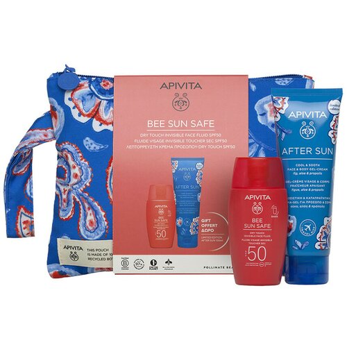 Apivita bee sun safe dry touch fluid za lice SPF50, 50 ml + gel krema posle sunčanja, 100 ml promo Cene