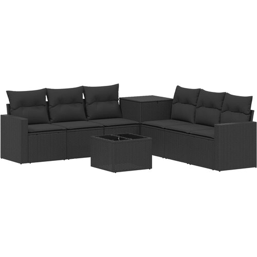  Set sofe 8 kom. Crna Poli Rattan i čelik Slike