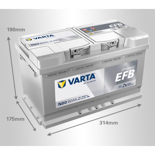 Varta akumulator efb blue dynamic, 12V, 80Ah Slike