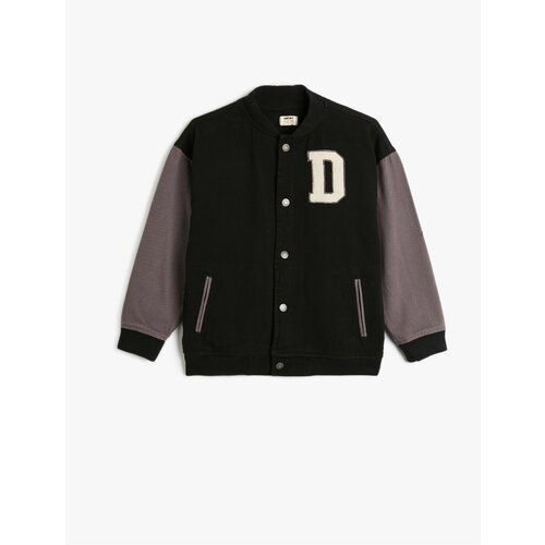 Koton Bomber College Jacket with Snap Buttons and Printed Appliques Cene