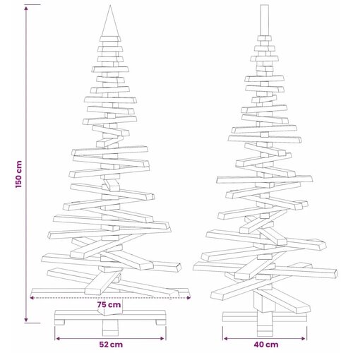  Drveno božićno drvce KOTKA 150 cm Masivna borovina Prirodno - 150 cm Prirodna (neobrađena) Slike