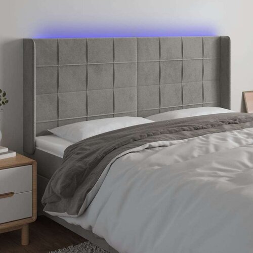  Uzglavlje svjetlosivo 203 x 16 x 118/128 cm baršunasto Cijene