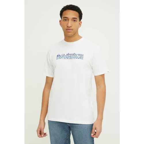 Quiksilver Pamučna majica za muškarce, boja: bijela, s tiskom