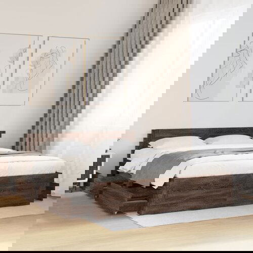 Furnova Posteljni okvir z vzglavjem rjavi hrast 160x200 cm inž. les, (22082163) Cene