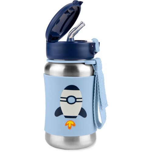 Skip Hop Spark Style Rocket steklenica za vodo iz nerjavnega jekla s slamico 12 m+ 350 ml Slike