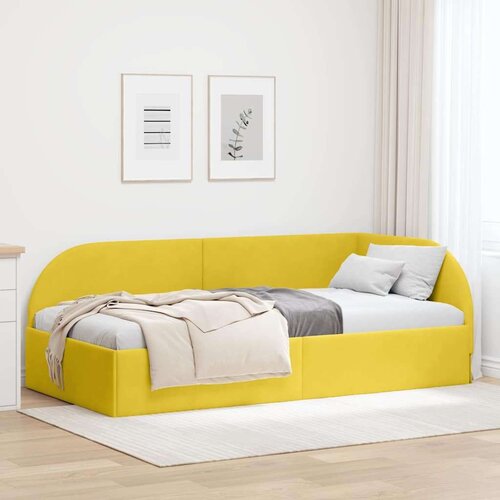 VidaXL Kotna postelja z vzglavjem Rumena 100 x 200 cm Žamet Slike