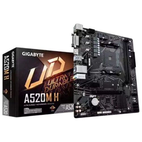 Gigabyte A520M H ARGB Motherboard - Supports AMD Ryzen 5000 Series CPUs, up to 5100MHz DDR4 (OC), PCIe 3.0 x4 M.2, 1 GbE LAN, USB 3.2 Gen 1 Cene