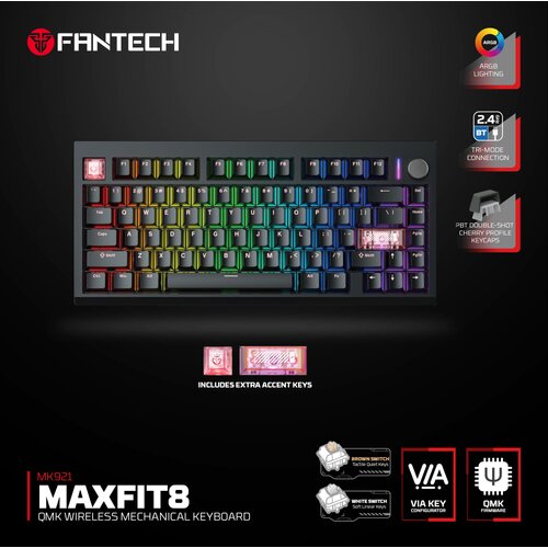 Fantech tastatura mehanička gaming  MK921 maxfit 8 wireless black white switch Cene