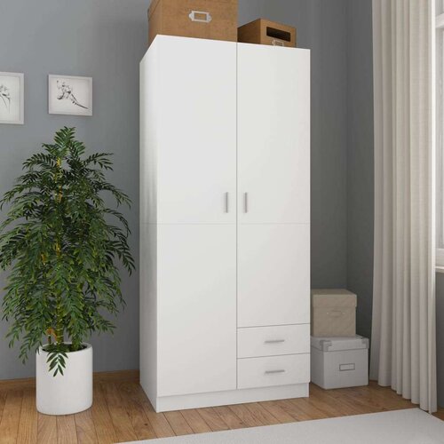 vidaXL Garderobna omara bela 80x52x180 cm iverna plošča Cene