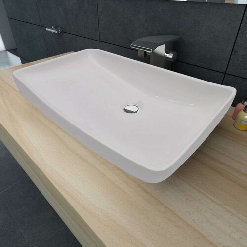  Luksuzni Keramički Pravokutni Umivaonik Bijeli 71 x 39 cm Cijene