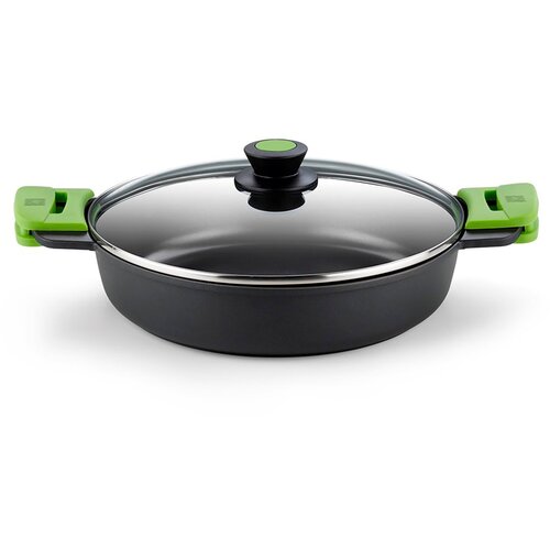 Bra Nizka kozica s pokrovom in prijemalkami Prior 32cm / indukcija / aluminij, prevleka proti prijemanju, (5000198650) Cene