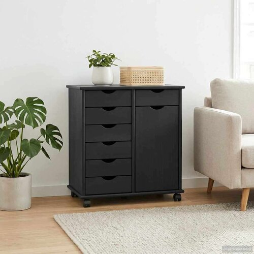  Mobilni ormar Crna 63 5 x 39 x 65 5 cm Čvrsto borovo drvo - Crna Slike