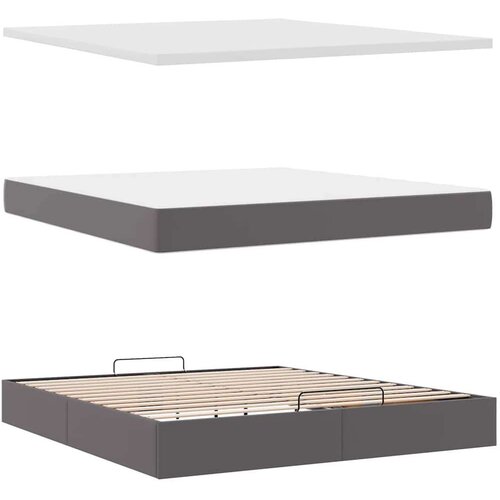 VidaXL Otomanski okvir kreveta s madracem sivi 160x200cm umjetna koža Slike