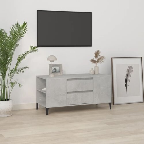 VidaXL TV omarica betonsko siva 102x44,5x50 cm inženirski les Slike