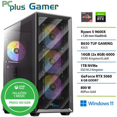PCPLUS Gaming namizni računalnik PCPLUS Gamer, R5-9600X, 16 GB RAM, 1 TB SSD, RTX5070, W11H + Xbox GP, (5000005394) Cene