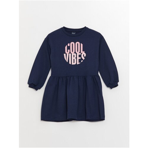 LC Waikiki Girl&amp;#039;s Dress with a Crew Neck Printed Long Sleeve Slike