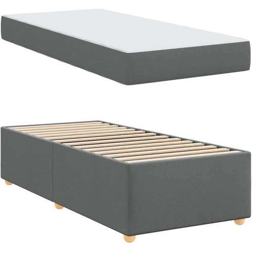 VidaXL Okvir kreveta s madracem Ostalo Tamno siva 100 x 200 cm tkanina Slike