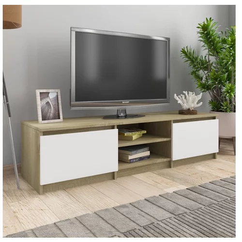  TV omarica bela in sonoma hrast 140x40x35,5 cm iverna plošča