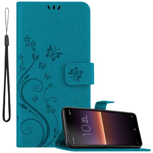 Cadorabo Sony Xperia 10 II in klasična rožnata zlata - ovitek v cvetličnem dizajnu z magnetnim zapiranjem, stoječo funkcijo in režami za kartice, (20860237) Cene