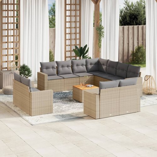  12-dijelni set vrtnih sofa s jastucima bež od poliratana Cene