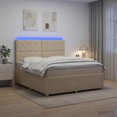  LED okvir za krevet s madracem Krem 180 x 200 cm Tkanina Cijene