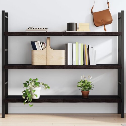 VidaXL Zidna polica tamnosmeđa 140x40x(2-4) cm od obrađene hrastovine Slike