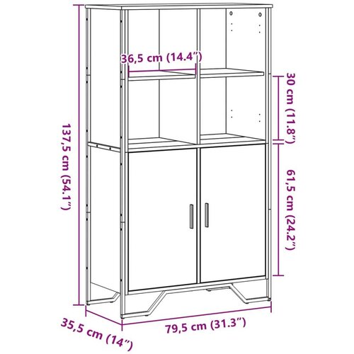 VidaXL Visoka komoda boja hrasta 79,5x35,5x137,5 cm konstruirano drvo Slike