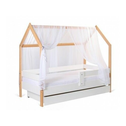 Domek krevet kućica sa fiokom i dušekom 160x80cm - BELA (bukva) 5QD4XD5 Cene