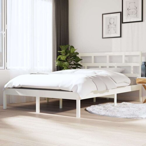  Posteljni okvir bel iz trdnega lesa 120x190 cm 4FT, (20883858) Slike