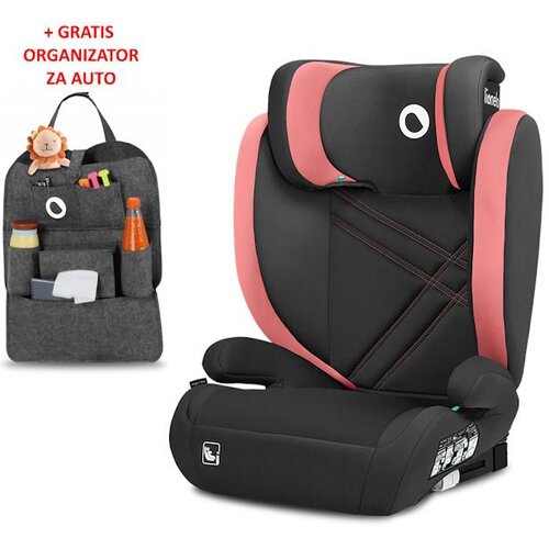 Lionelo Autosjedalica HUGO i-Size roza + organizator, ISOFIX, 100&amp;ndash;150 cm, (5903771706049) Slike