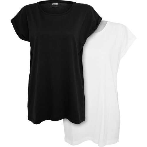 Urban Classics Women's T-shirt with extended shoulder 2-pack black/white Cene