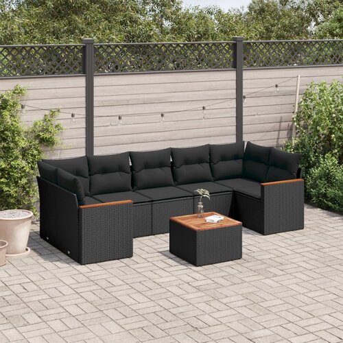 vidaXL 8-dijelni set vrtnih sofa od poliratana s jastucima crni Cijene