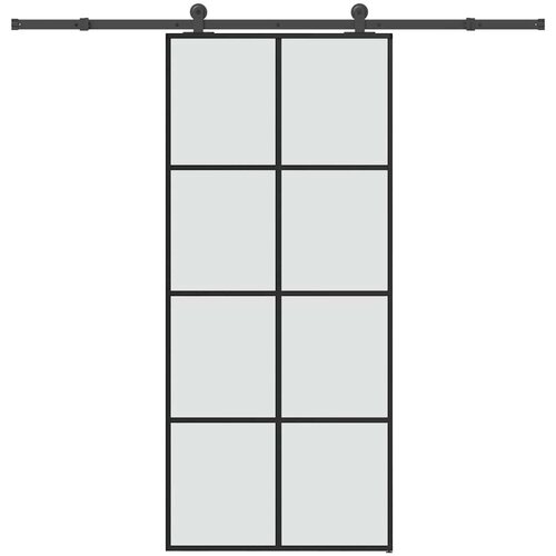 VidaXL Drsna vrata z opremo 90x205 cm ESG steklo in aluminij Slike