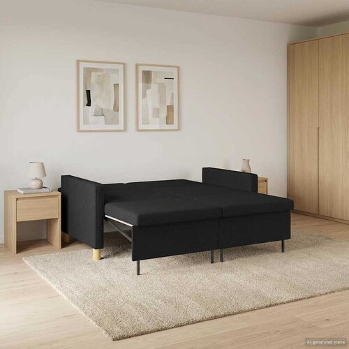  Krevet-sofa na razvlačenje Crna Tkanina Cene